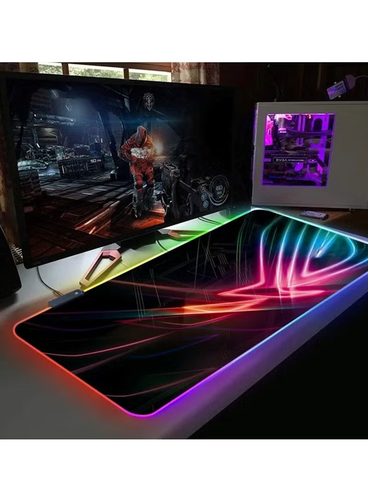 Stylish LED gaming pad with vibrant colors showcasing a modern gaming setup for game room accessories UAE